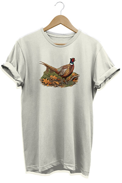 WİDİ Peacock Printed Crew Neck Cotton Outdoor and Camping T-Shirt