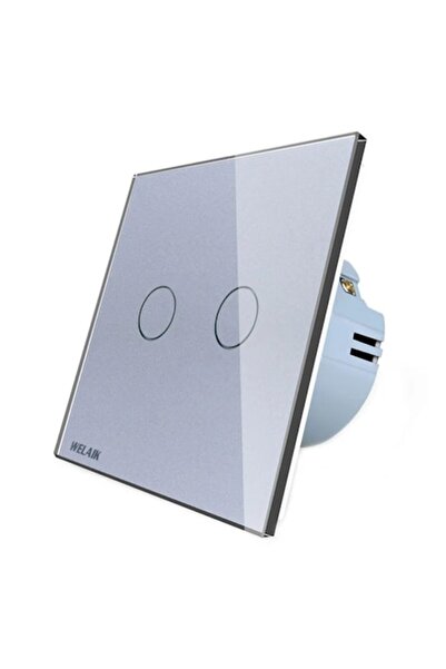 DAMUR Double Touch Switch, Grey Glass Panel, Independent Lighting Control, St...