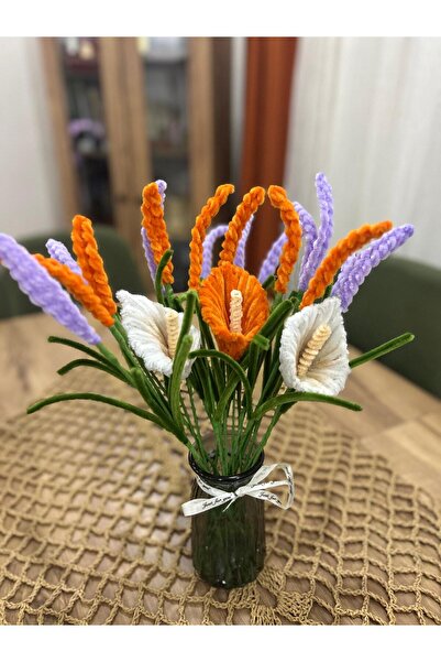 şönil çiçek Handmade Bouquet - Artificial Flower with Vase