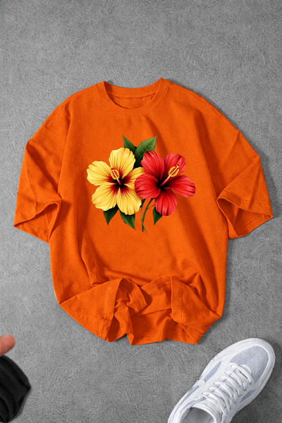 Revasser Tricou de damă din bumbac pieptănat, supradimensionat, cu decolteu î...