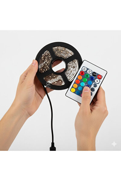 Go İthalat Kumandalı 2 Metre USB Şerit LED Işık RGB Renk Değiştiren TV Arkası...