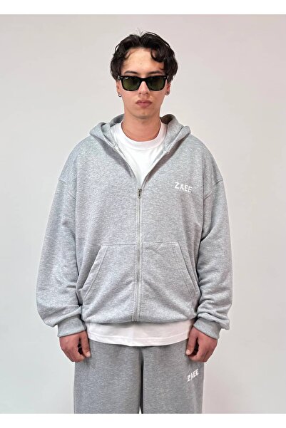 zaee Thin Fabric Embroidered Oversize Premium Zip Hoodie