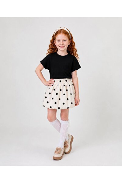 LOCO LOCO Limi Girl's Soft Texture Shorts Skirt Stretchy T-Shirt Set