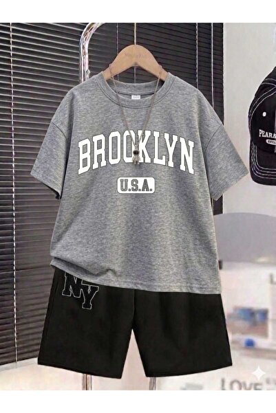 NC Nicee Clothes Summer Children's T-Shirt Shorts Unisex (Brooklyn Usa White ...