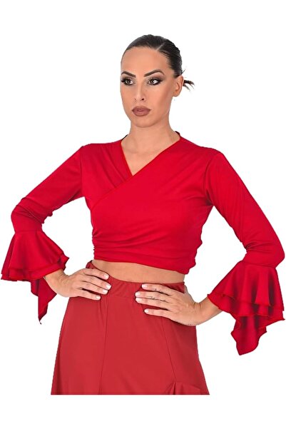 Other Torera Bolero Crossover Flamingo Long Sleeve Elastic Fabric with Two Ru...