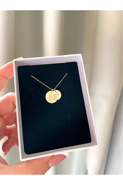 N!da Jewelry 925 Ayar Gümüş Madalyon Bebek Ayak İzi Harf Kolye