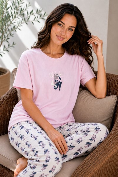 nisaNCa Luna Short Sleeve Women's Pajama Set – Soft Textured, Breathable, Comfortable Homewear Set