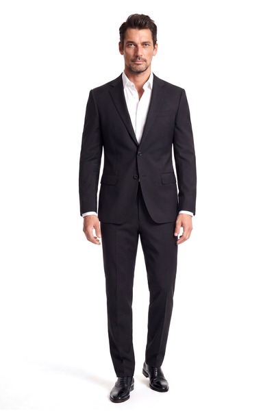 Emporio Armani Men's Regular Fit 100% Wool Black Suit