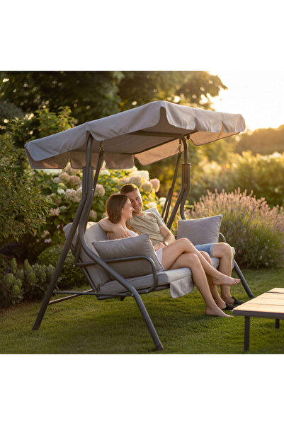 Garden of Eden Leagan gradina 3 persoane 170 x 110 x 153 cm gri, balansoar ex...