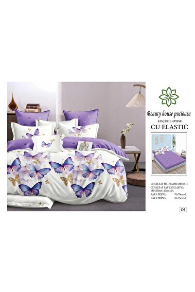 Pucioasa Lenjerie de pat finet 6 piese cu elastic 180×200