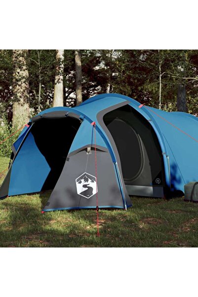 vidaxl Cort de camping pentru 3 persoane, albastru, impermeabil