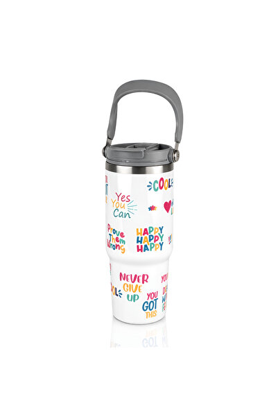 Galatia 900ml Double Wall Stainless Steel Tumbler with Handle & Straw Lid | V...