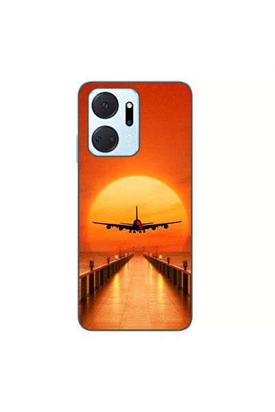 OEM Husa compatibila cu Honor X7a Silicon Gel Tpu Model Airplane Sunset
