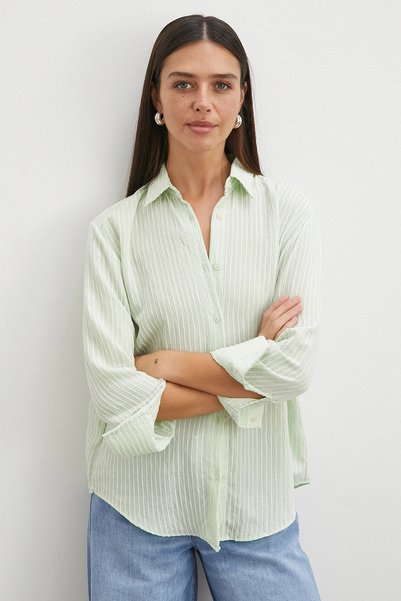 Never more Striped Patterned Shirt Mint