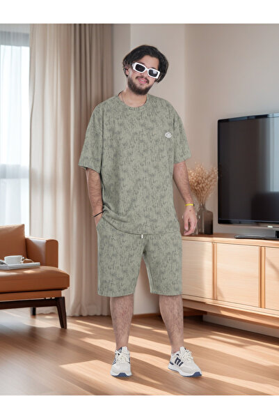 Finelook Men's Textured Shirt and Shorts Set