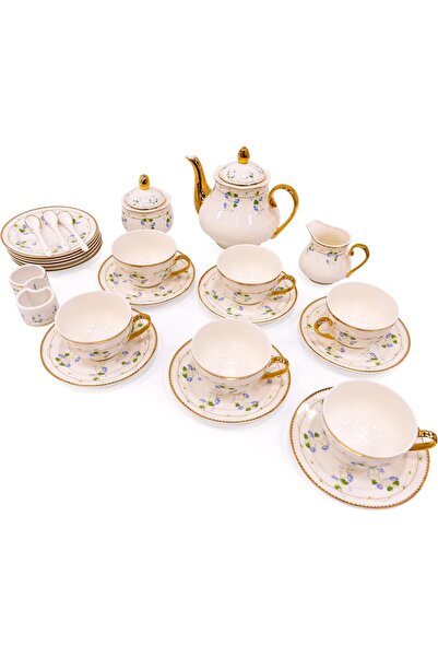 B & S B&S 31-Piece Porcelain Tea Set | French Floral Vintage Tea Cup Saucer S...