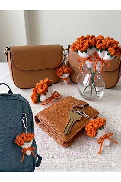 Berliva Home Hand Knitted Amigurumi Flower Bouquet Keychain - Bag Accessory