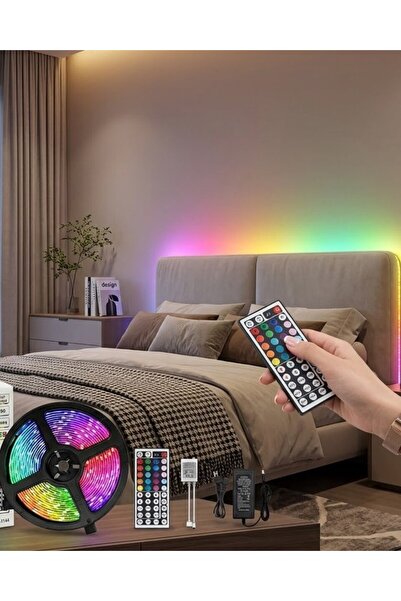Genel Markalar Kumandalı RGB Şerit Led 5 Metre Renk Değiştiren Dekoratif LED ...