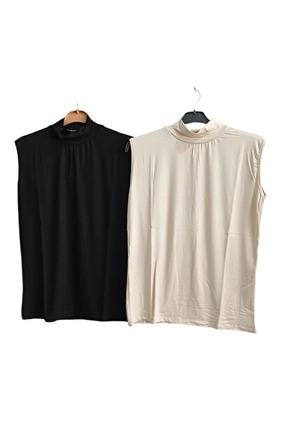 birsen içgiyim Plus Size Turtleneck 2-Piece Sleeveless Bodysuit