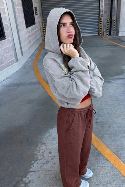 MATERIAL Pantaloni largi de vară cu aspect de in pentru femei