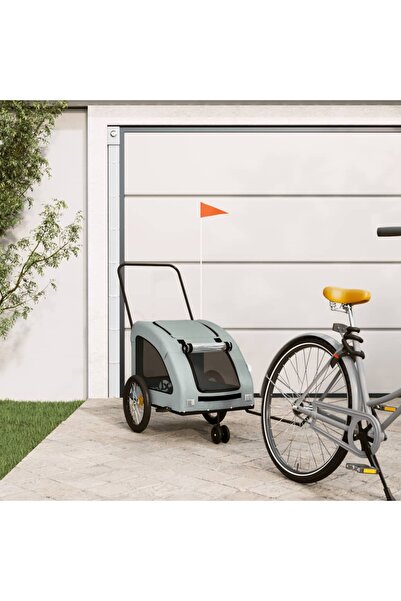 vidaxl Remorcă de bicicletă animale companie, gri, textil oxford/fier