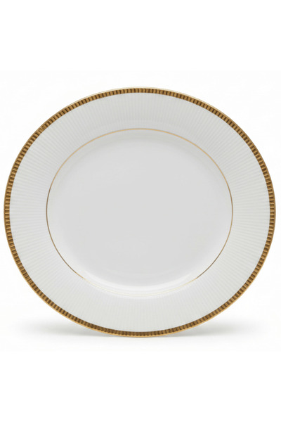 Ascot White Porcelain Meat Plate with Golden Rim — 7.5 Inch