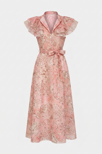 MAGARDE Maxi Dress with Flywheel Detail on the Sleeves - Somon