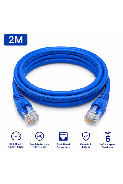 Taimi كابل شبكة إيثرنت Cat6 RJ45 بطول 2 متر باللون الأزرق - كابل إنترنت عالي ...