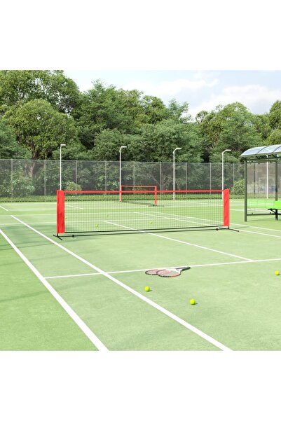 vidaxl Plasă de tenis, negru și roșu, 400x100x87 cm, poliester