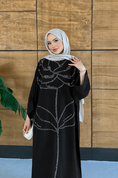 Miss Allos Women's Embroidered Bat Sleeve Linen Dress