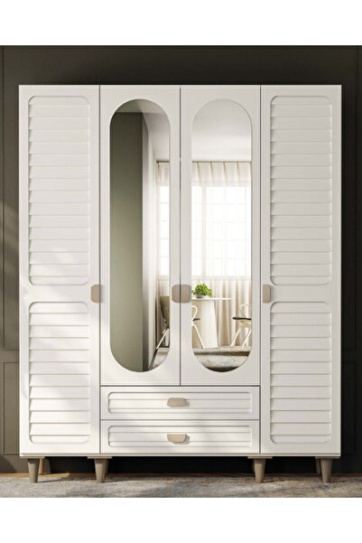 miracool Lavanta 4 Kapaklı Gardırop / Dolap / Komple MDF / Fonksiyonel / Raf-...