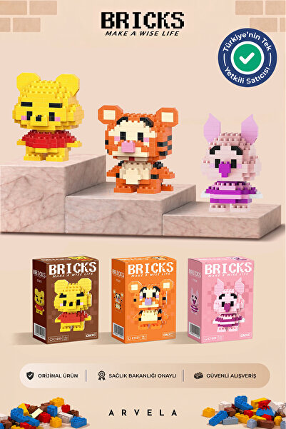 Arvela Disney Serisi: Winnie & Tigger & Piglet Üçlü Set - Eğitici Oyuncak Fig...