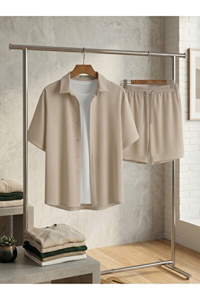 KVİNS Unisex Lycra Brumcuk Fabric Set | Relax Fit Shirt&Shorts | Anti-Wrinkle...