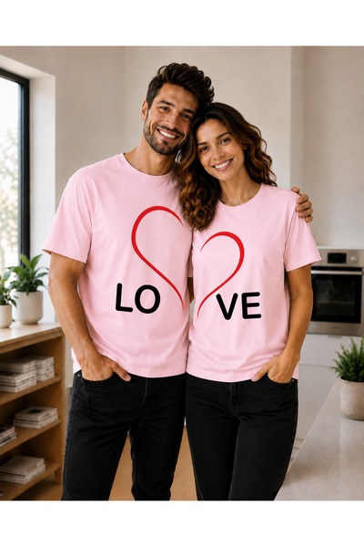 VODEXA Tricou oversize unisex cu imprimeu LOV, 100% bumbac, croială confortab...