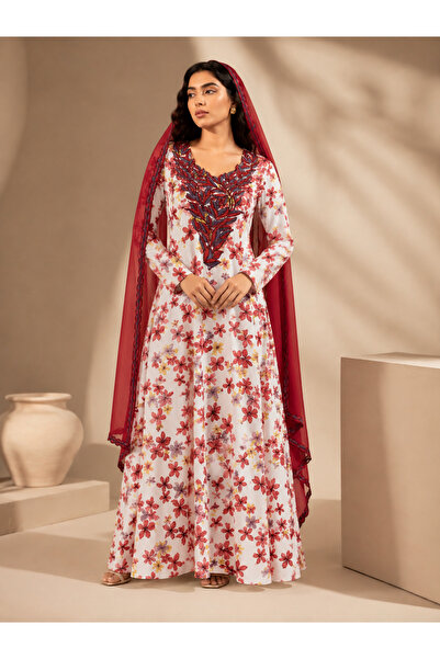 Generic Premium Unstitched Modest Wear Fabric with Heavy Embroidered Neckline...