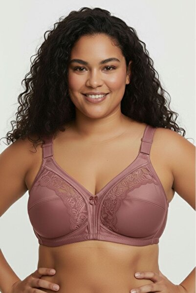Brashop Powder Pink Plus Size Premium Quality Women's Lace Gathering Bra C Cu...