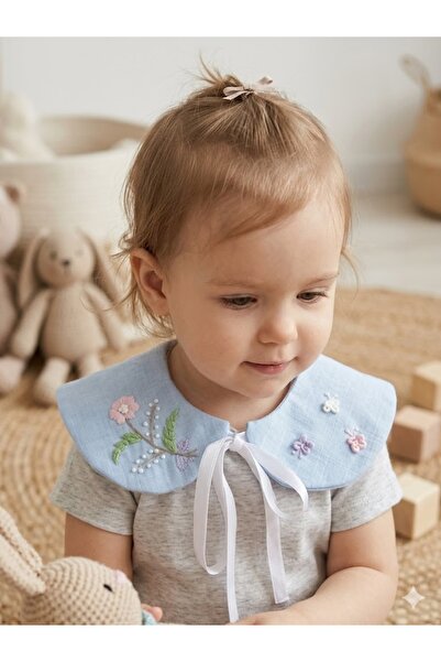 PARK BEBE Baby Girl and Child Linen Embroidered Baby Collar Handcrafted Custo...