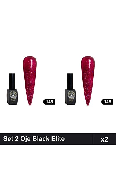 global fashion Set 2 Oje Semipermanente Black Elite 8ml, Manichiura UV/LED,