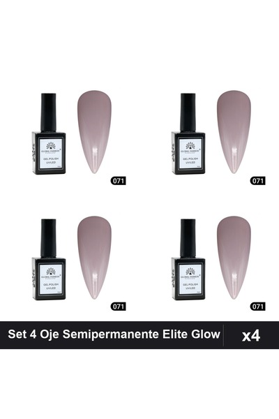 global fashion Set 4 Oje Semipermanente Elite Glow 15ml, Gel Polish UV/LED