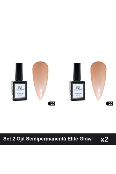 global fashion Set 2 Ojă Semipermanentă Elite Glow 15ml, Gel Polish UV/LED