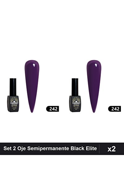 global fashion Set 2 Oje Semipermanente Black Elite 8ml, Manichiura UV/LED,