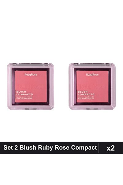 Ruby Rose Set of 2 Blush Compact BL 20, 7.3g, Facial Illuminator Burgundy Shade