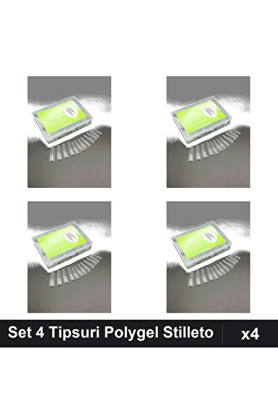 global fashion Set 4 Tipsuri Reutilizabile Polygel Stilleto 120buc Nr.02v, Ex...