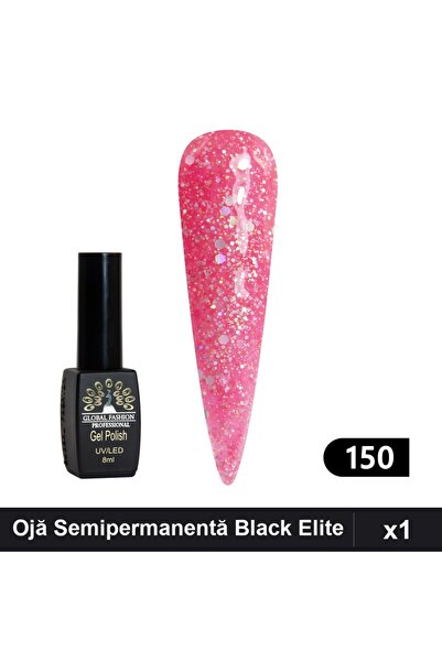 global fashion Ojă Semipermanentă Black Elite 8ml, Manichiură UV/LED,