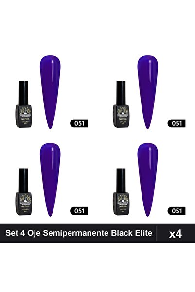 global fashion Set of 4 Semi-permanent Nail Polish Black Elite 8ml, Shade 051...