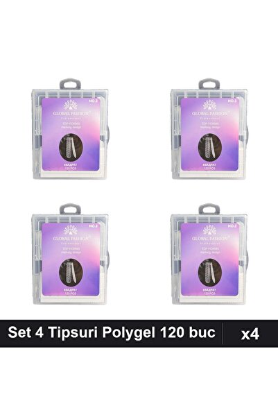 global fashion Set 4 Tipsuri Reutilizabile Polygel Pătrat Salon 120 buc Nr.3 ...