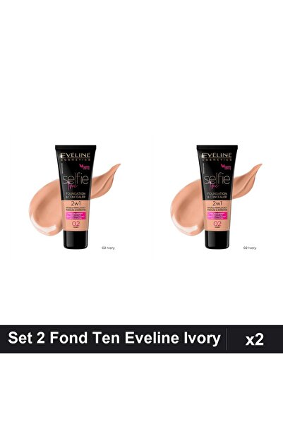 Eveline Set 2 Fonduri Ten Selfie Time 2in1 02 Ivory 30ml, Acoperire Totală
