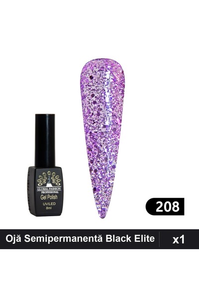global fashion Ojă Semipermanentă Black Elite 8ml, Global Fashion, Manichiură...
