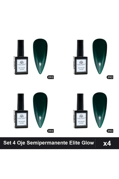 global fashion Set 4 Oje Semipermanente Elite Glow 15ml, Gel Polish UV/LED