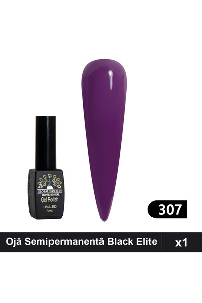 global fashion Ojă Semipermanentă Black Elite 8ml, Oja UV/LED Manichiură Prof...